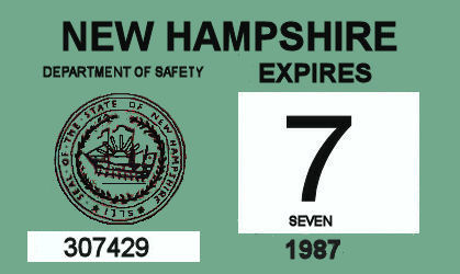 (image for) 1986-87 New Hampshire inspection sticker MONSTER